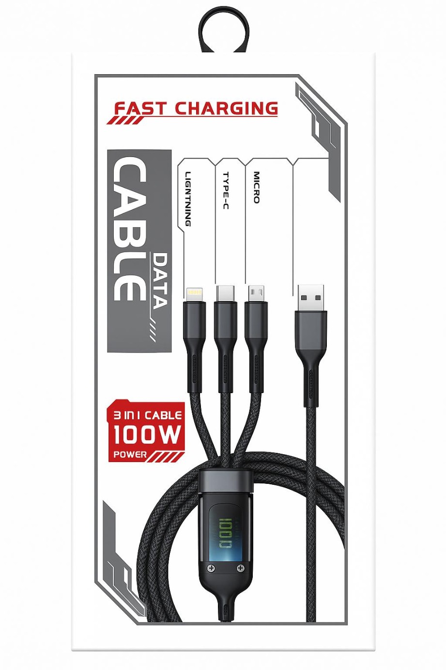 TRANSPARENT DATA CABLE 3 IN 1